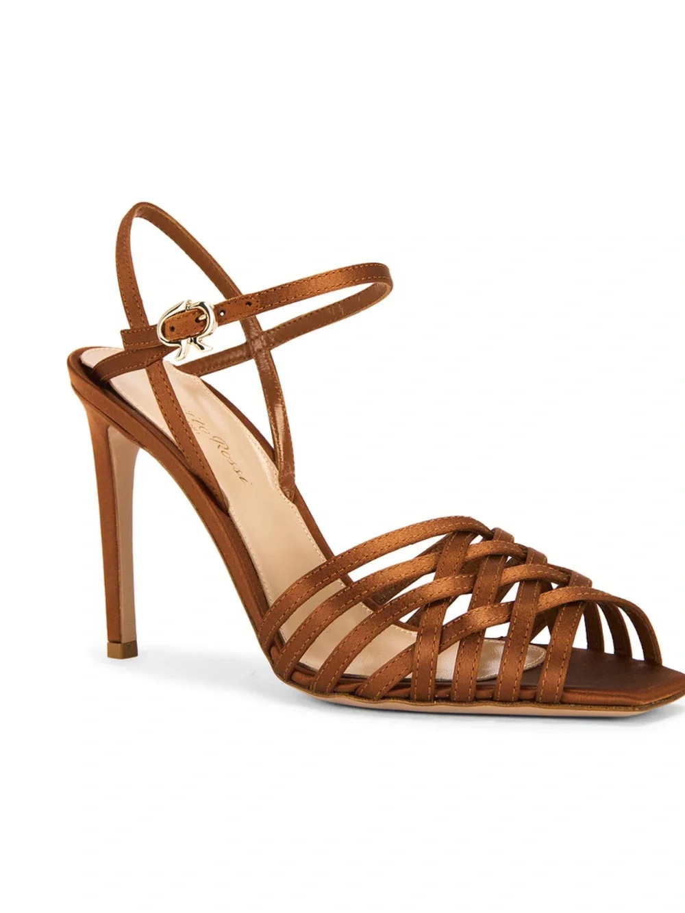 GIANVITO ROSSI Strappy Brown satin High-Heel Sandals